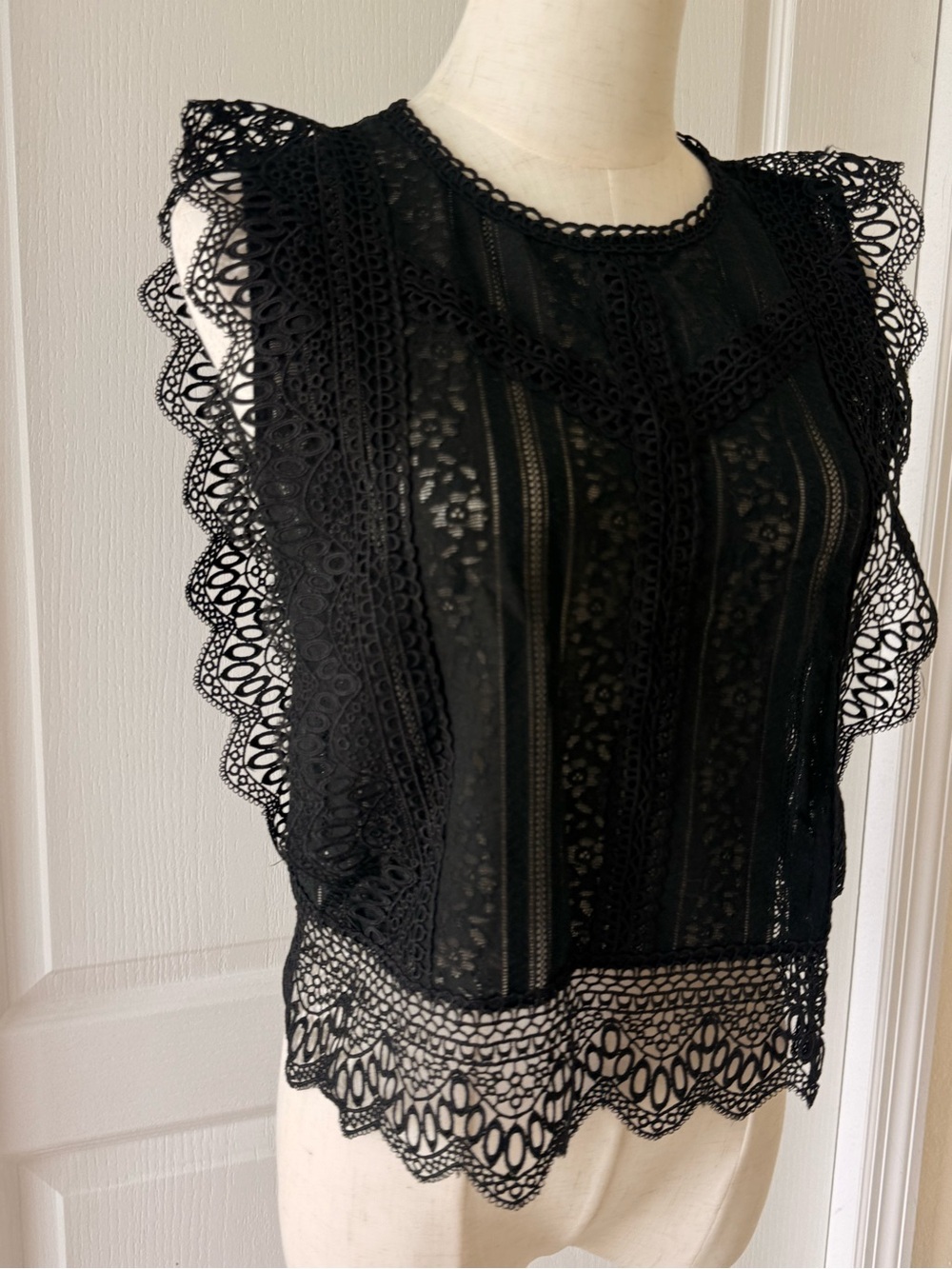 Chicwish Black Openwork Lace Knit Top